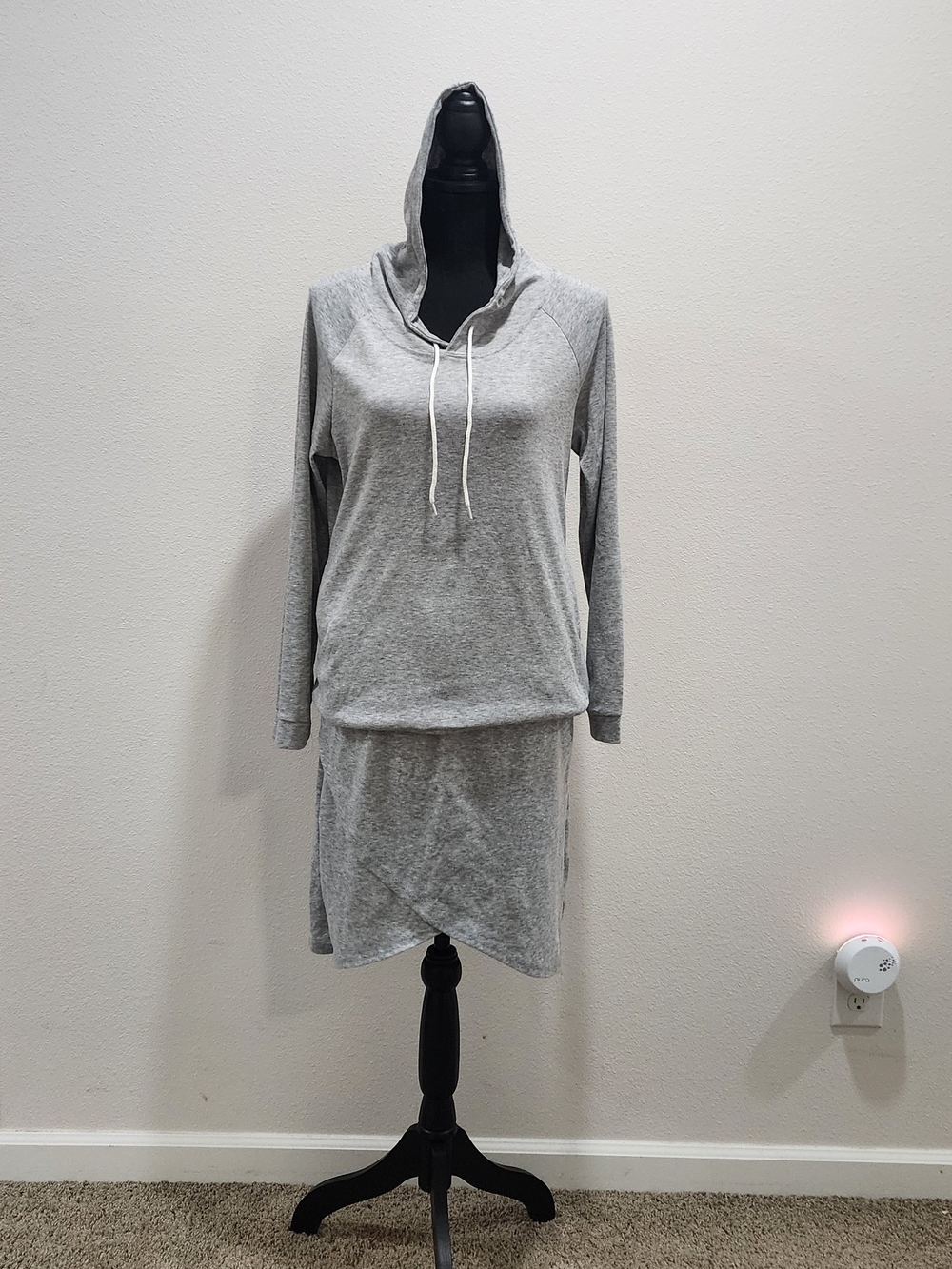 Cozy Grey Hooded Sweatshirt With Skirt 2pc Set